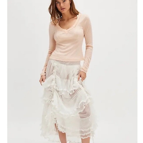 Free People Tops - Free People Intimately Only You Long Sleeve Pointelle Top - Creme Peche NWT sz m